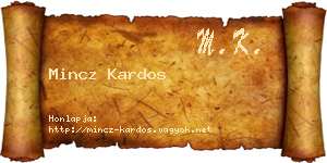 Mincz Kardos névjegykártya